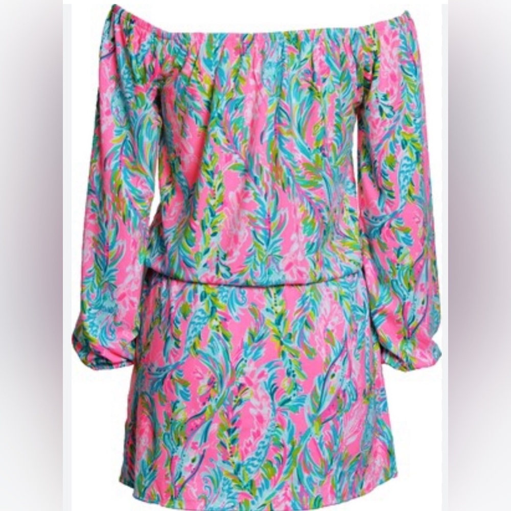 Lilly Pulitzer Pink Bishop Sleeve Sundress/shorts underneath